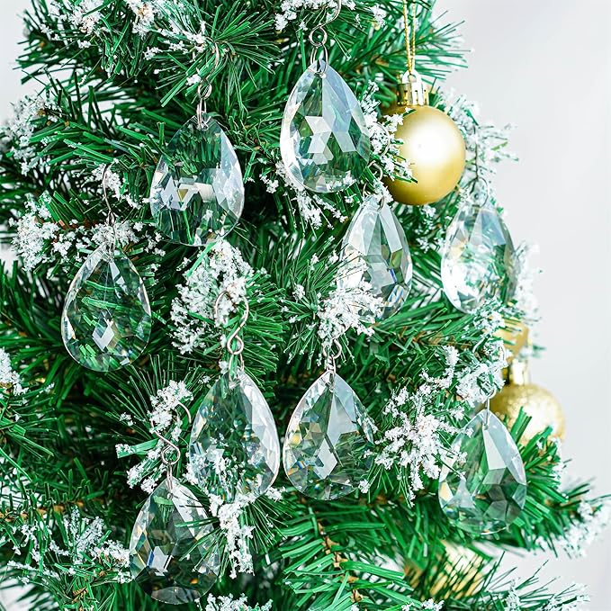 H&D 10pcs 50mm Chandelier Crystal Prisms Pendants - Clear Crystal Teardrops Parts