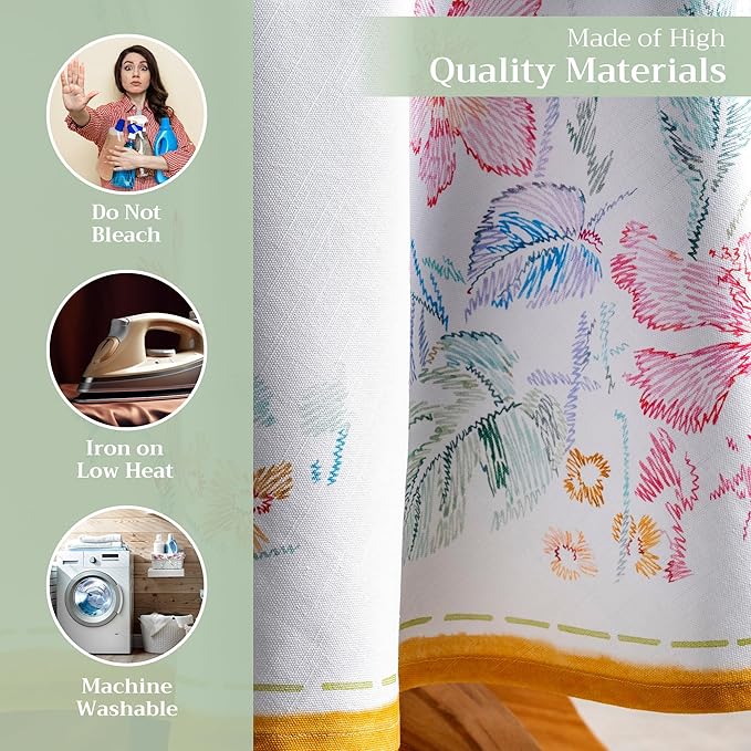 Maison d' Hermine Table Cloth Round Table 100% Cotton 63 Inches Tablecloth Reusable Decorative Everyday Use for Dining Room, Farmhouse, Home, Party, Festive & Wedding Spring Summer - Paradise Island