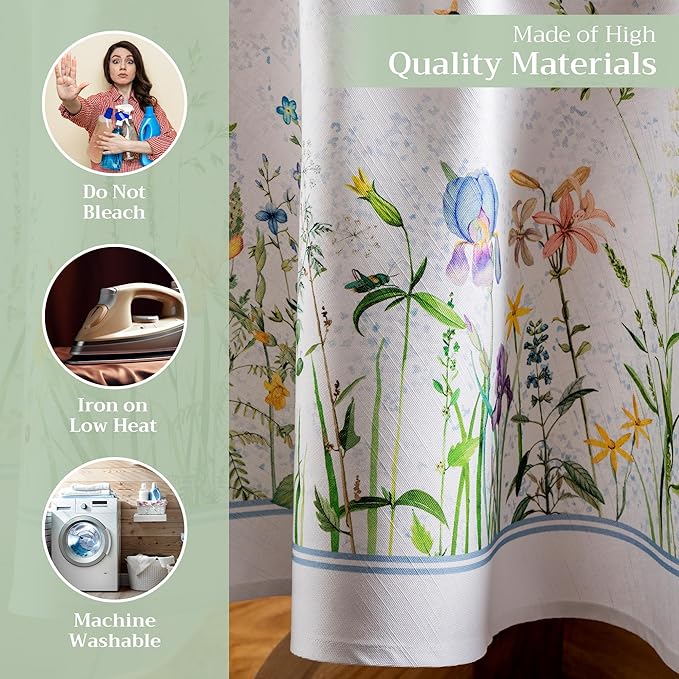 Maison d' Hermine Table Cloth Round Table 100% Cotton 63 Inches Tablecloth Reusable Decorative Everyday Use for Dining Room, Farmhouse, Home, Party, Festive & Wedding Spring Summer - Fleurs De Mai