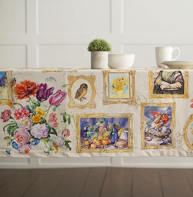 Maison d' Hermine Table Cloth Rectangle Table 100% Cotton 60 x 90 Inches Tablecloth Reusable Decorative for Dining Room, Farmhouse, Home, Party, Festive & Wedding Spring Summer - Masterpiece