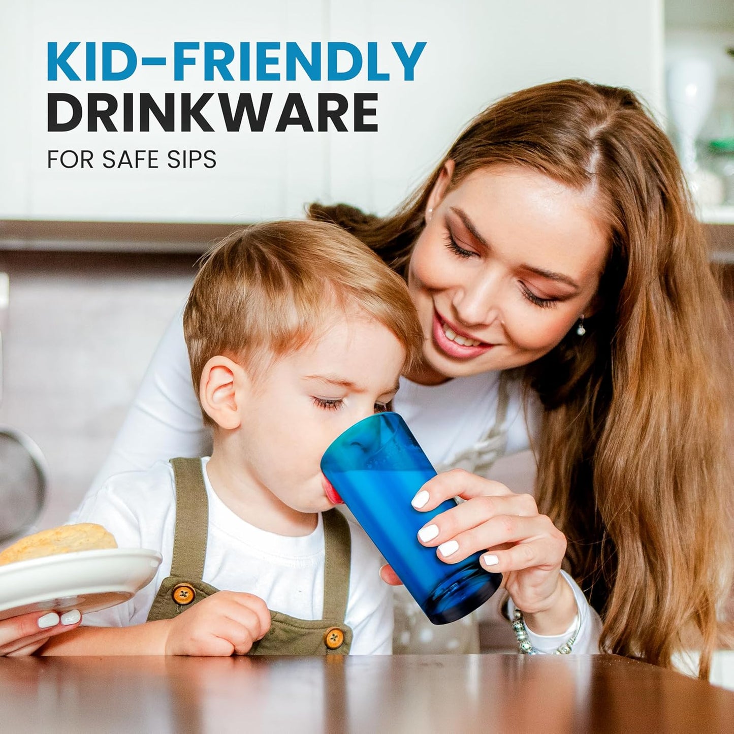 Zulay Kitchen Acrylic Glasses Drinkware - 6 Piece Unbreakable Plastic Tumblers - BPA-Free, Reusable Plastic Drinking Glasses for Home & Outdoors - Stackable, Lead-Free, Dishwasher Safe, Blue (16oz)