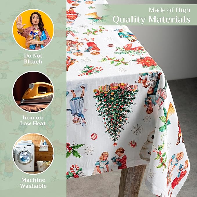 Maison d' Hermine Table Cloth Rectangle Table 100% Cotton 70 x 108 Inches Fall Tablecloth Reusable Everyday Use for Thanksgiving Christmas Decorations Dining Farmhouse Party (Chromo)