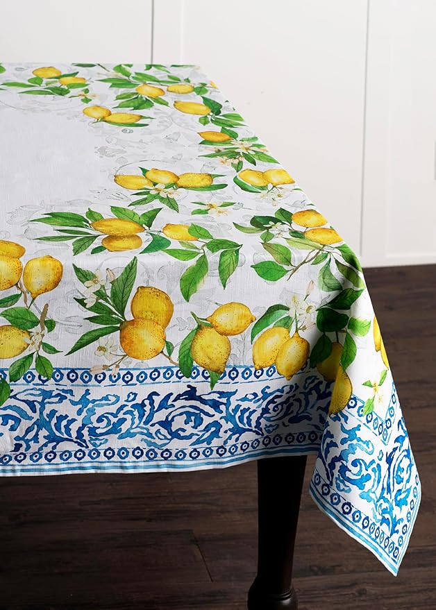 Maison d' Hermine Table Cloth Square Table 100% Cotton 60 x 60 Inches Tablecloth Reusable Decorative Everyday Use for Dining Room, Farmhouse, Home, Party, Festive & Wedding Spring Summer - Cedrat