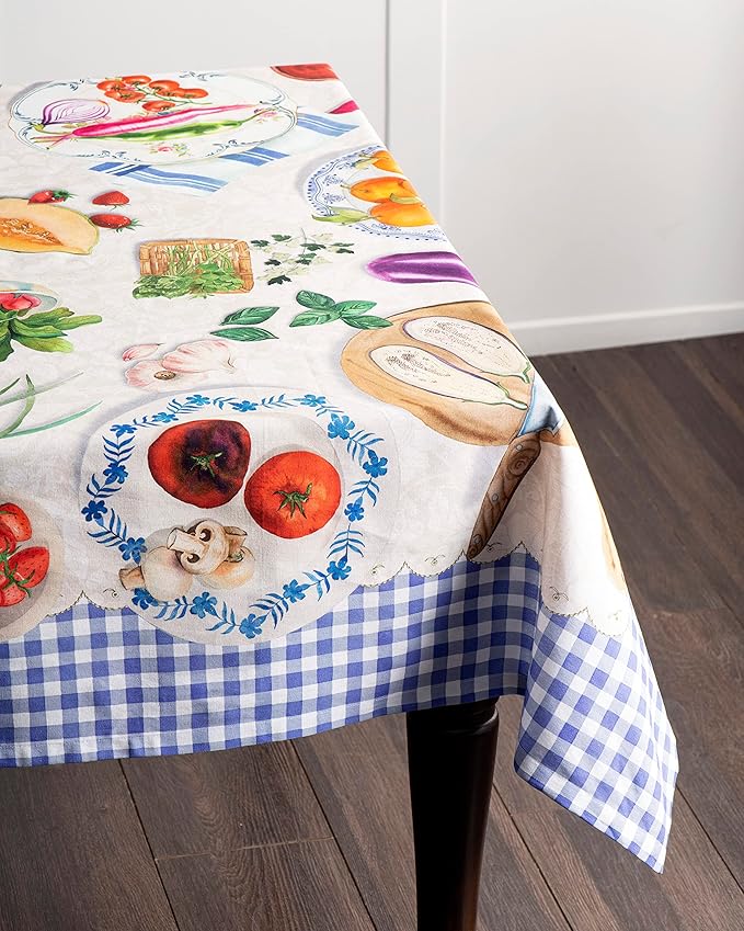 Maison d' Hermine Table Cloth Square Table 100% Cotton 54 x 54 Inches Tablecloth Reusable Decorative Everyday Use for Dining Room, Farmhouse, Home, Party, Festive & Wedding Spring Summer - Gourmand