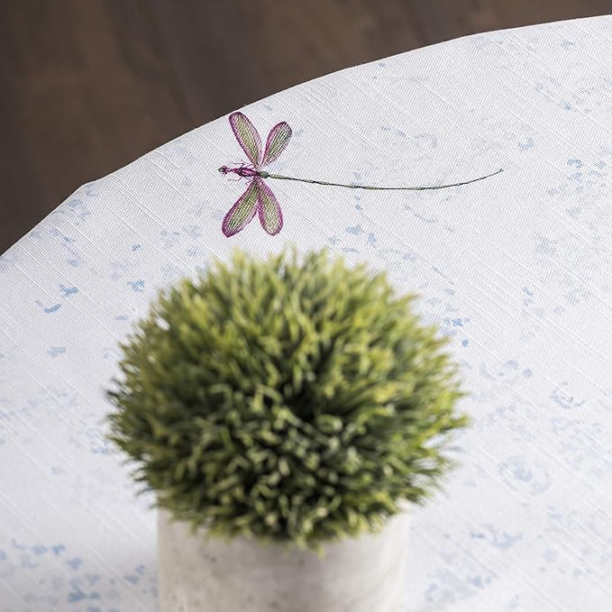 Maison d' Hermine Table Cloth Round Table 100% Cotton 63 Inches Tablecloth Reusable Decorative Everyday Use for Dining Room, Farmhouse, Home, Party, Festive & Wedding Spring Summer - Fleurs De Mai