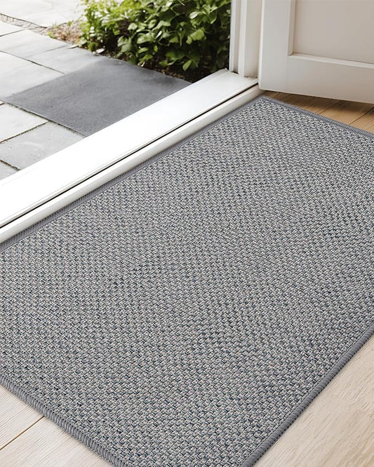 Color&Geometry Front Door Mat Indoor 26"x47", Rugs for Entryway, Non Slip Washable Low-Profile Inside, Entry Mat Entry Rug Door Mat Indoor Entrance, Light Grey (Rolled-up NO Creases)