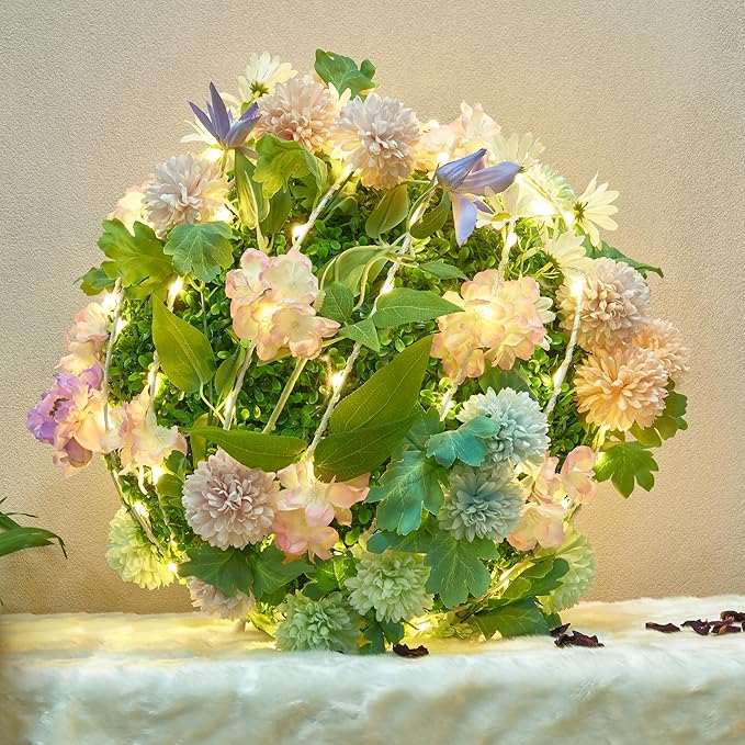 Christmas Ball Light Sphere, 12IN 96LED Hanging Tree & Pathway Lights [Foldable Metal Frame, UL Listed] - White, RGB