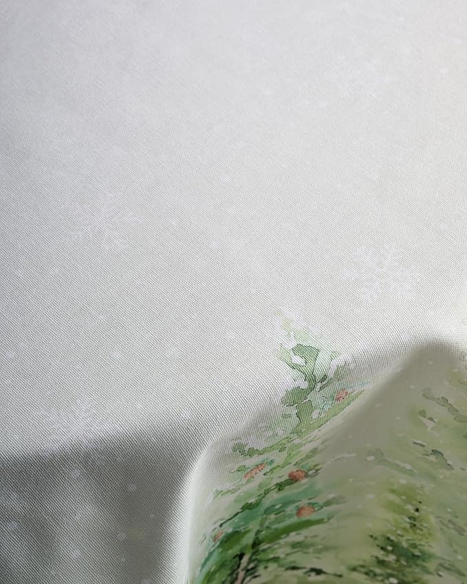 Maison d' Hermine Table Cloth Round Table 100% Cotton 63 Inches Fall Tablecloth Reusable Everyday Use for Thanksgiving Christmas Decorations Dining Farmhouse Party (Winter Mornings)