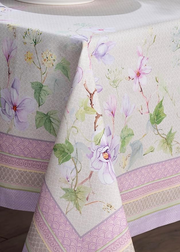 Maison d' Hermine Table Cloth Rectangle Table 100% Cotton 60 x 90 Inches Tablecloth Reusable Decorative for Dining Room, Farmhouse, Home, Party, Festive & Wedding Spring Summer - Magnolia Mornings