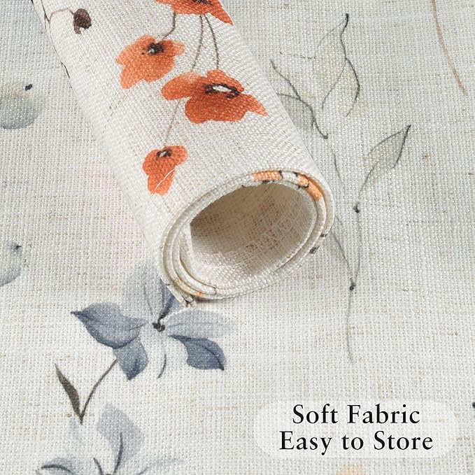 LilyCat Linen Fabric Floral Placemats, Waterproof Durable Boho Dining Table Mats for Kitchen, Rustic Vintage Washable Place Mats Set of 6, 18’’× 12’’