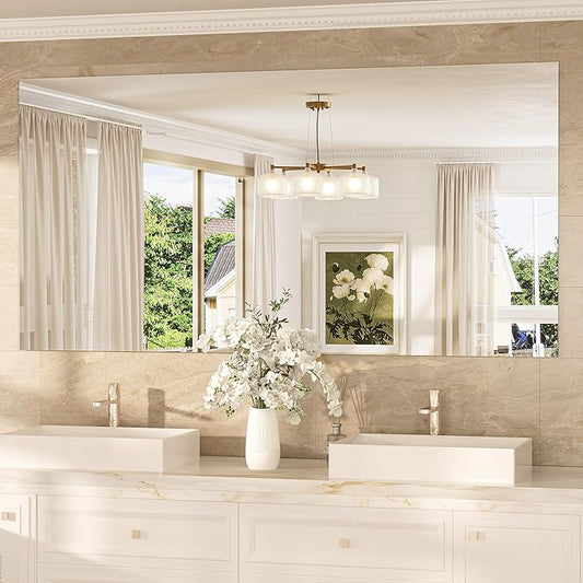 TokeShimi 72x36 Frameless Bathroom Vanity Mirrors for Over Sink, Modern Rectangle Bathroom Mirrors for Wall with Polished Edge Shatterproof Decorative Mirror for Bedroom, Living Room, Entryway