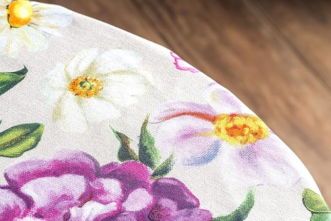 Maison d' Hermine Table Cloth Round Table 100% Cotton 63 Inches Tablecloth Reusable Decorative Everyday Use for Dining Room, Farmhouse, Home, Party, Festive & Wedding Spring Summer - Pivoine