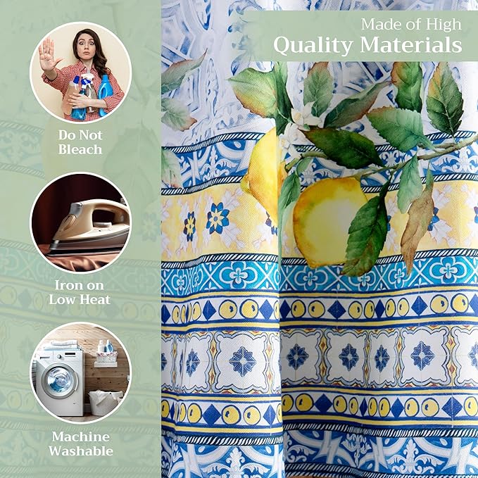 Maison d' Hermine Table Cloth Round Table 100% Cotton 63 Inches Tablecloth Reusable Decorative Everyday Use for Dining Room, Farmhouse, Home, Party, Festive & Wedding Spring Summer - Citrus