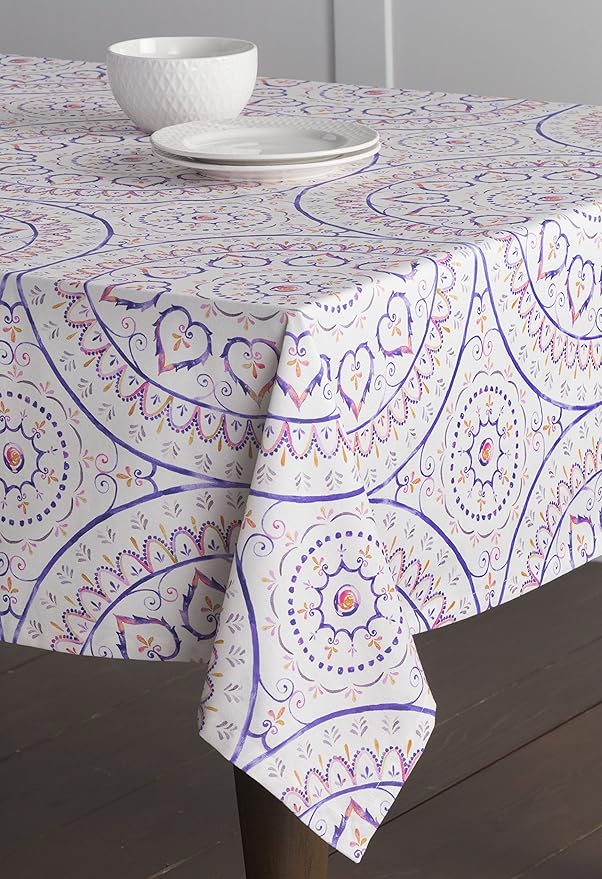 Maison d' Hermine Table Cloth Square Table 100% Cotton 60 x 60 Inches Tablecloth Reusable Decorative Everyday Use for Dining Room, Farmhouse, Home, Party, Festive & Wedding Spring Summer - Mandala