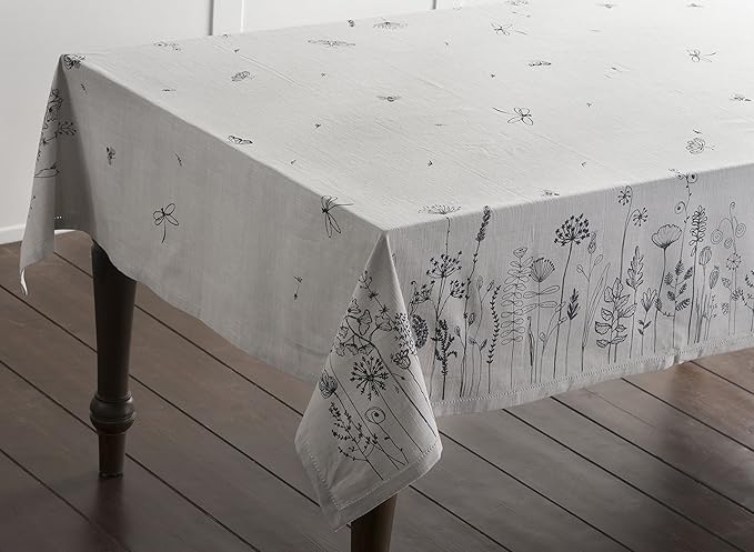 Maison d' Hermine Table Cloth Rectangle Table 100% Cotton 60 x 90 Inches Tablecloth Reusable Decorative Everyday Use for Dining Room, Farmhouse, Home, Party, Festive & Wedding Spring Summer - Flore