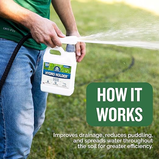 Turf Titan Hydro Holder Hose End Wetting Agent - Suspends Moisture in Your Grass Soil, Improves Water Drainage & Nutrient Uptake in Your Turf Grass, Promoting Healthy Soil - Covers 8,000 sq ft (32 oz)