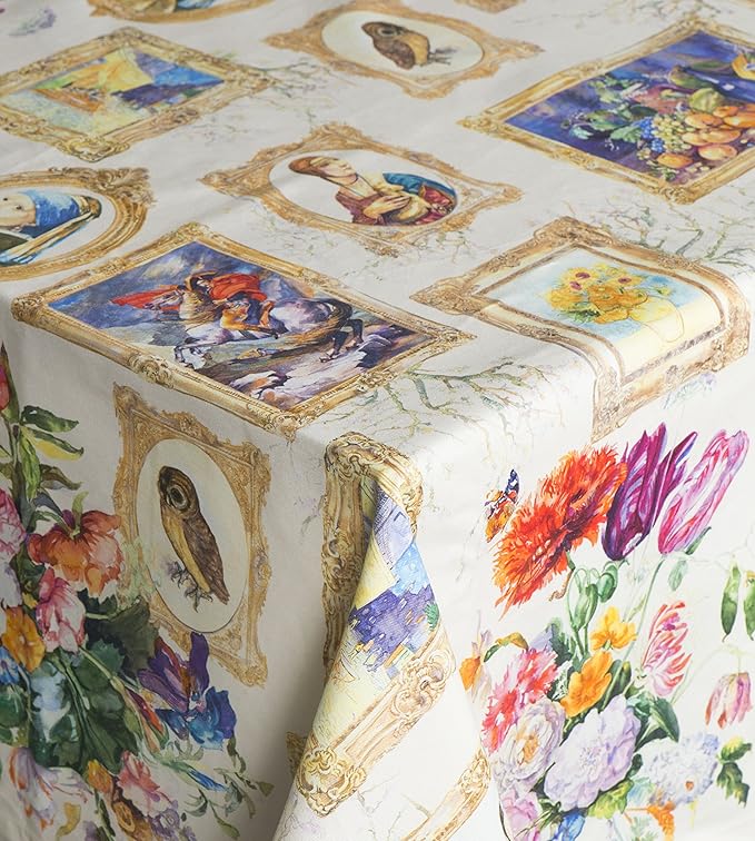 Maison d' Hermine Table Cloth Rectangle Table 100% Cotton 60 x 90 Inches Tablecloth Reusable Decorative for Dining Room, Farmhouse, Home, Party, Festive & Wedding Spring Summer - Masterpiece