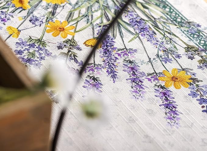 Maison d' Hermine Table Cloth Rectangle Table 100% Cotton 60 x 108 Inches Tablecloth Reusable Decorative for Dining Room, Farmhouse, Home, Party, Festive & Wedding Spring Summer - Fanny Lavender