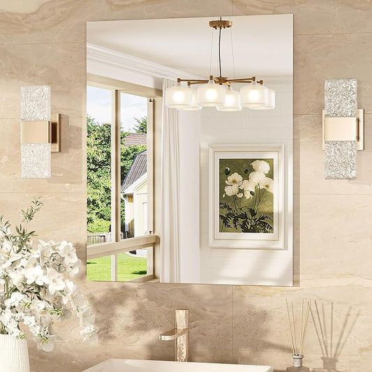 TokeShimi 24x30 Frameless Bathroom Vanity Mirrors for Over Sink, Modern Rectangle Bathroom Mirrors for Wall with Polished Edge Shatterproof Decorative Mirror for Bedroom, Living Room, Entryway