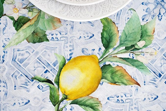 Maison d' Hermine Table Cloth Rectangle Table 100% Cotton 60 x 120 Inches Tablecloth Reusable Decorative Everyday Use for Dining Room, Farmhouse, Home, Party, Festive & Wedding Spring Summer - Citrus