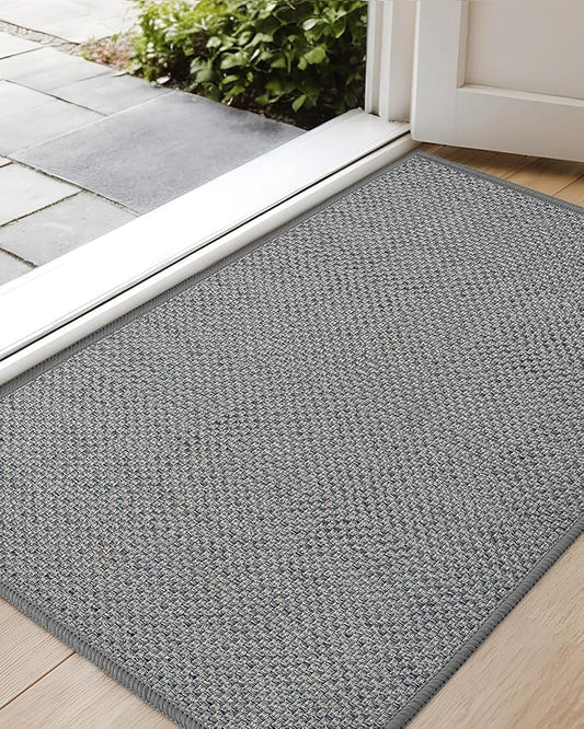 Color&Geometry Front Door Mat Indoor 27"x59", Rugs for Entryway, Non Slip Washable Low-Profile Inside, Entry Mat Entry Rug Door Mat Indoor Entrance, Light Grey (Rolled-up NO Creases)