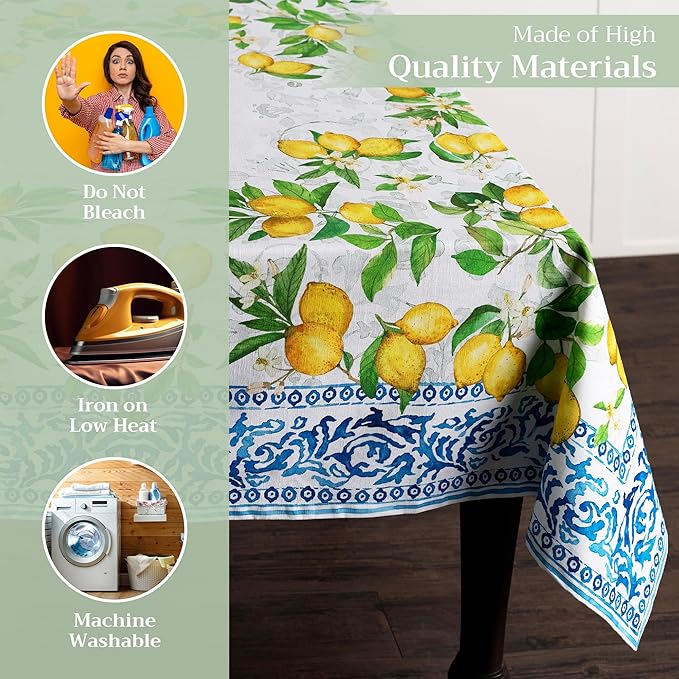 Maison d' Hermine Table Cloth Rectangle Table 100% Cotton 70 x 108 Inches Tablecloth Reusable Decorative Everyday Use for Dining Room, Farmhouse, Home, Party, Festive & Wedding Spring Summer - Cedrat