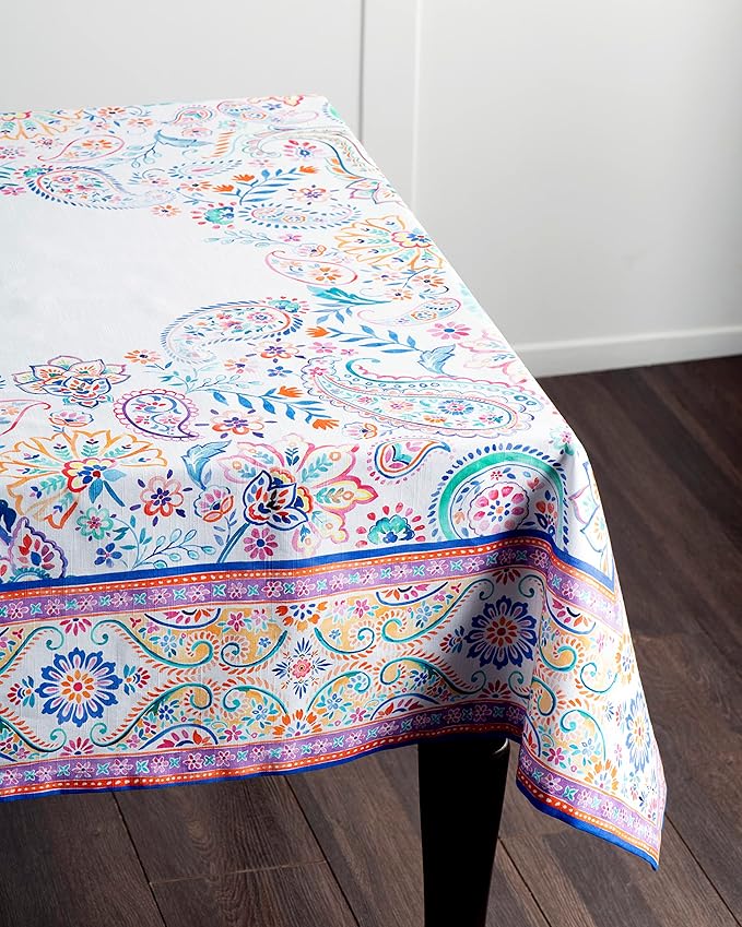 Maison d' Hermine Table Cloth Rectangle Table 100% Cotton 60 x 108 Inches Tablecloth Reusable Decorative for Dining Room, Farmhouse, Home, Party, Festive & Wedding Spring Summer - Indian Floral