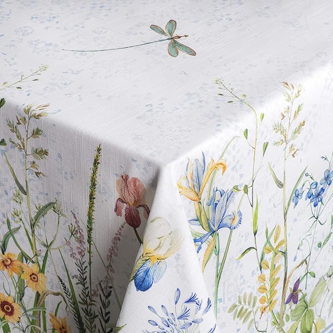Maison d' Hermine Table Cloth Square Table 100% Cotton 54 x 54 Inches Tablecloth Reusable Decorative for Dining Room, Farmhouse, Home, Party, Festive & Wedding Spring Summer - Fleurs De Mai