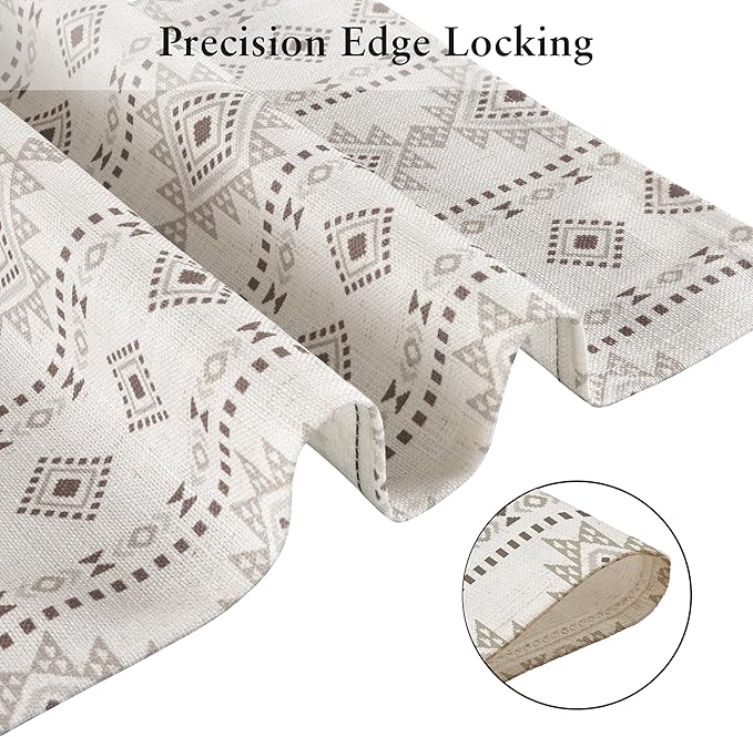 LilyCat Linen Fabric Geometric Stripes Placemats, Durable Boho Dining Table Mats for Kitchen, Rustic Vintage Washable Place Mats Set of 4, 18’’× 12’’