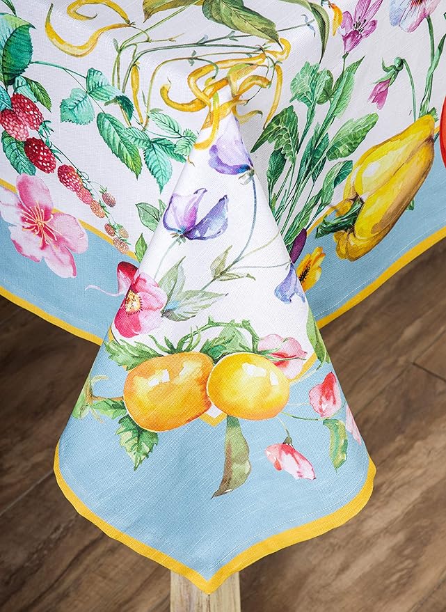 Maison d' Hermine Table Cloth Rectangle Table 100% Cotton 54 x 72 Inches Tablecloth Reusable Decorative Everyday Use for Dining Room, Farmhouse, Home, Party, Festive & Wedding Spring Summer - Giverny