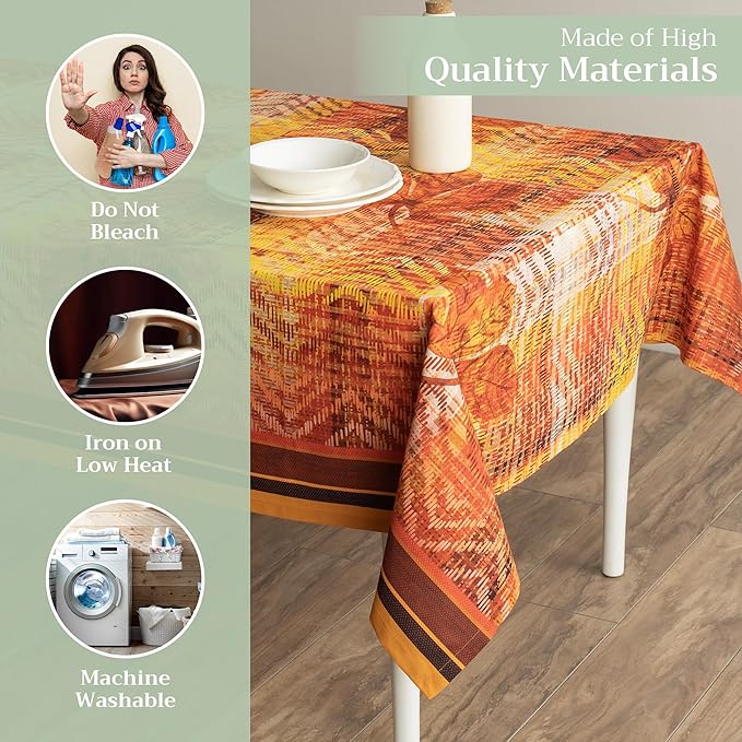 Maison d' Hermine Table Cloth Rectangle Table 100% Cotton 54 x 72 Inches Fall Tablecloth Reusable Everyday Use for Thanksgiving Christmas Decorations Dining Farmhouse Party (Thanksgiving Tartan)