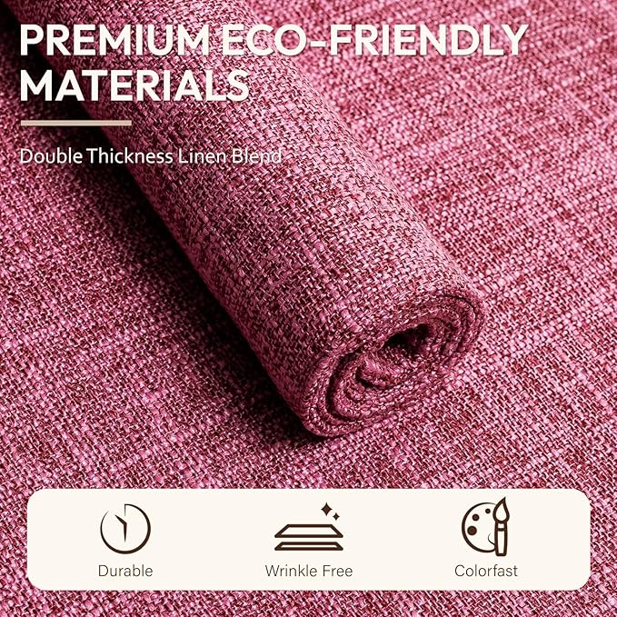 Blue Forest Placemats Set of 8, Dual-Layered Thickened Faux Linen Cloth Place Mats Heat Resistant Machine Washable Wrinkle Free Table Mats Indoor/Outdoor (Hot Pink)