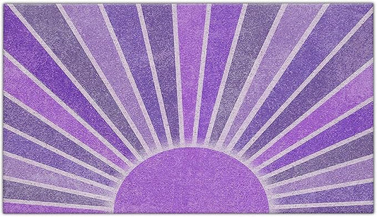 Nogrit Boho Door Mat, Retro Boho Purple Sun Sunshine Doormat Bathmat for Indoor Outdoor Entrance, Mid Century Modern Abstract Welcome Mats for Front Door Outside Porch Entryway, 17x30 Inches