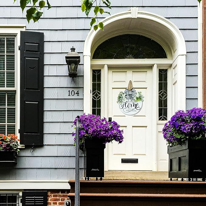 Welcome Sign for Front Door Wreath, Welcome Home Decorations, Wreaths for Front Door, Floral Round Wood Wall Decor, Front Porch Decor Gifts, for Spring Summer Fall All Seasons Holiday Christmas Decor