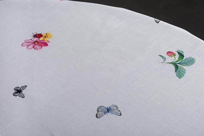 Maison d' Hermine Table Cloth Round Table 100% Cotton 63 Inches Tablecloth Reusable Decorative Everyday Use for Dining Room, Farmhouse, Home, Party, Festive & Wedding Spring Summer - Printemps