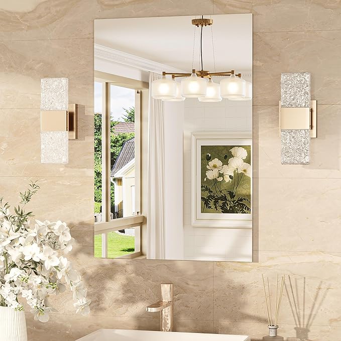 TokeShimi 20x30 Frameless Bathroom Vanity Mirrors for Over Sink, Modern Rectangle Bathroom Mirrors for Wall with Polished Edge Shatterproof Decorative Mirror for Bedroom, Living Room, Entryway