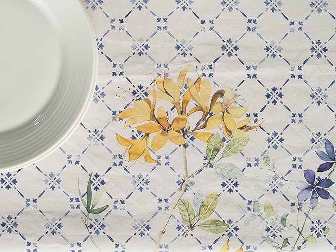 Maison d' Hermine Table Cloth Rectangle Table 100% Cotton 54 x 72 Inches Tablecloth Reusable Decorative Everyday Use for Dining Room, Farmhouse, Home, Party, Festive & Wedding Spring Summer - Faience