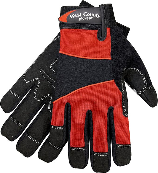 West County 013B/XL Men's Gloves – X-Large, Brick, Work Gloves with Four-Way Spandex Backing, Adjustable Cuff