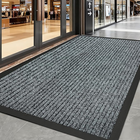 Front Door Mat Outdoor, Non-Slip and Heavy Duty Welcome Mat, Low Profile Easy Clean Indoor Outdoor Doormat for Patio Entryway with Durable PVC Backing.(Dark Grey 47"x31")