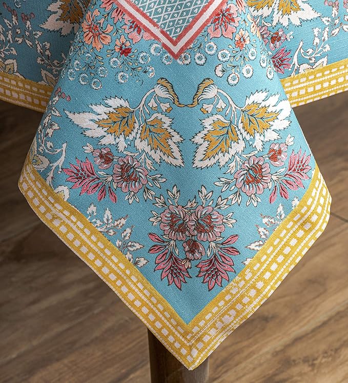 Maison d' Hermine Table Cloth Rectangle Table 100% Cotton 70 x 90 Inches Tablecloth Reusable Decorative Everyday Use for Dining Room, Farmhouse, Home, Party, Festive & Wedding Spring Summer - Marquise