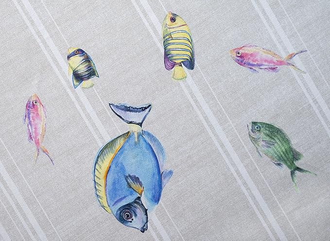 Maison d' Hermine Table Cloth Rectangle Table 100% Cotton 60 x 120 Inches Tablecloth Reusable Decorative Everyday Use for Dining Room, Farmhouse, Home, Party, Festive & Wedding Spring Summer - Poisson