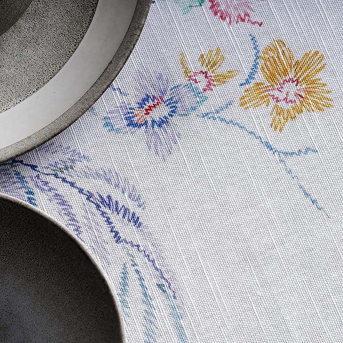 Maison d' Hermine Table Cloth Rectangle Table 100% Cotton 70 x 90 Inches Tablecloth Reusable Decorative for Dining Room, Farmhouse, Home, Party, Festive & Wedding Spring Summer - Paradise Island