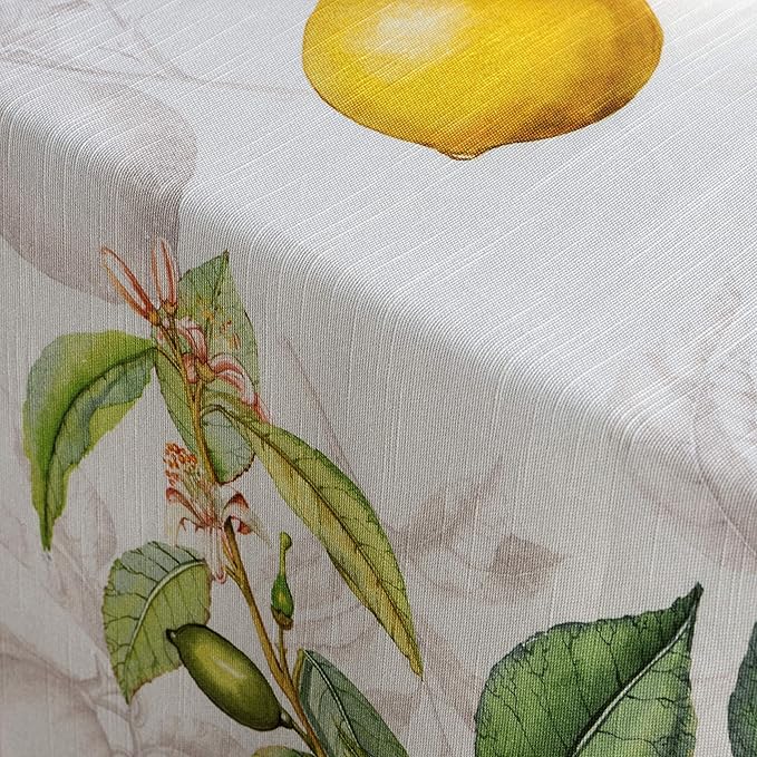 Maison d' Hermine Table Cloth Rectangle Table 100% Cotton 60 x 120 Inches Tablecloth Reusable Decorative for Dining Room, Farmhouse, Home, Party, Festive & Wedding Spring Summer - Limoncello
